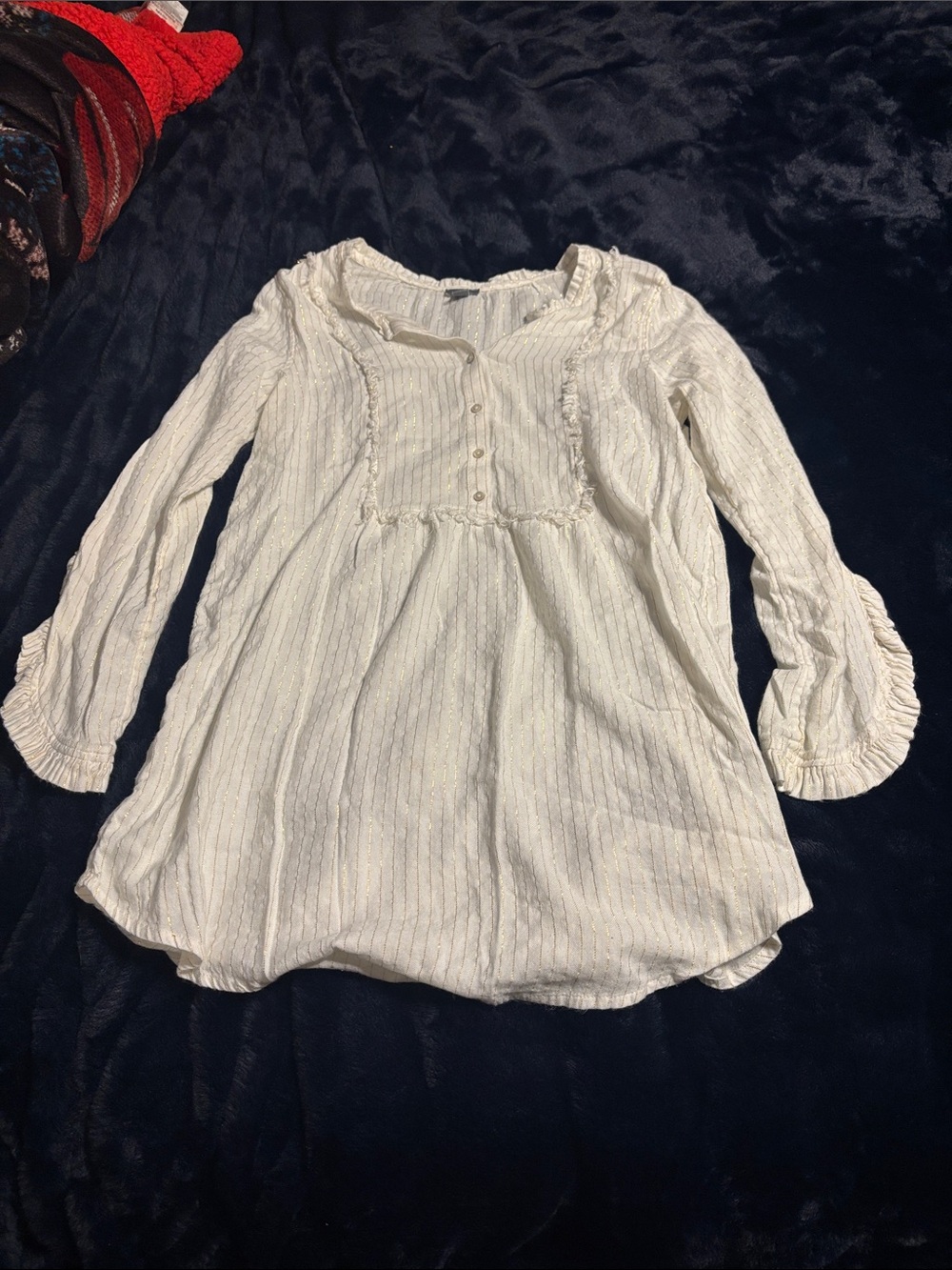 aerie Cream Blouse with Gold Stripe Detailing